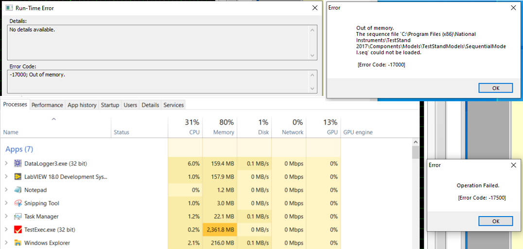 Solved: -17500 System Our of Memory Exception - NI Community